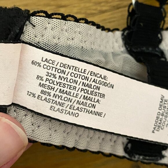 Victoria's Secret Padded Demi Push Up Bra 32DD Pink and Black Lace - Picture 5 of 6